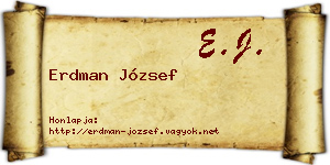 Erdman József névjegykártya